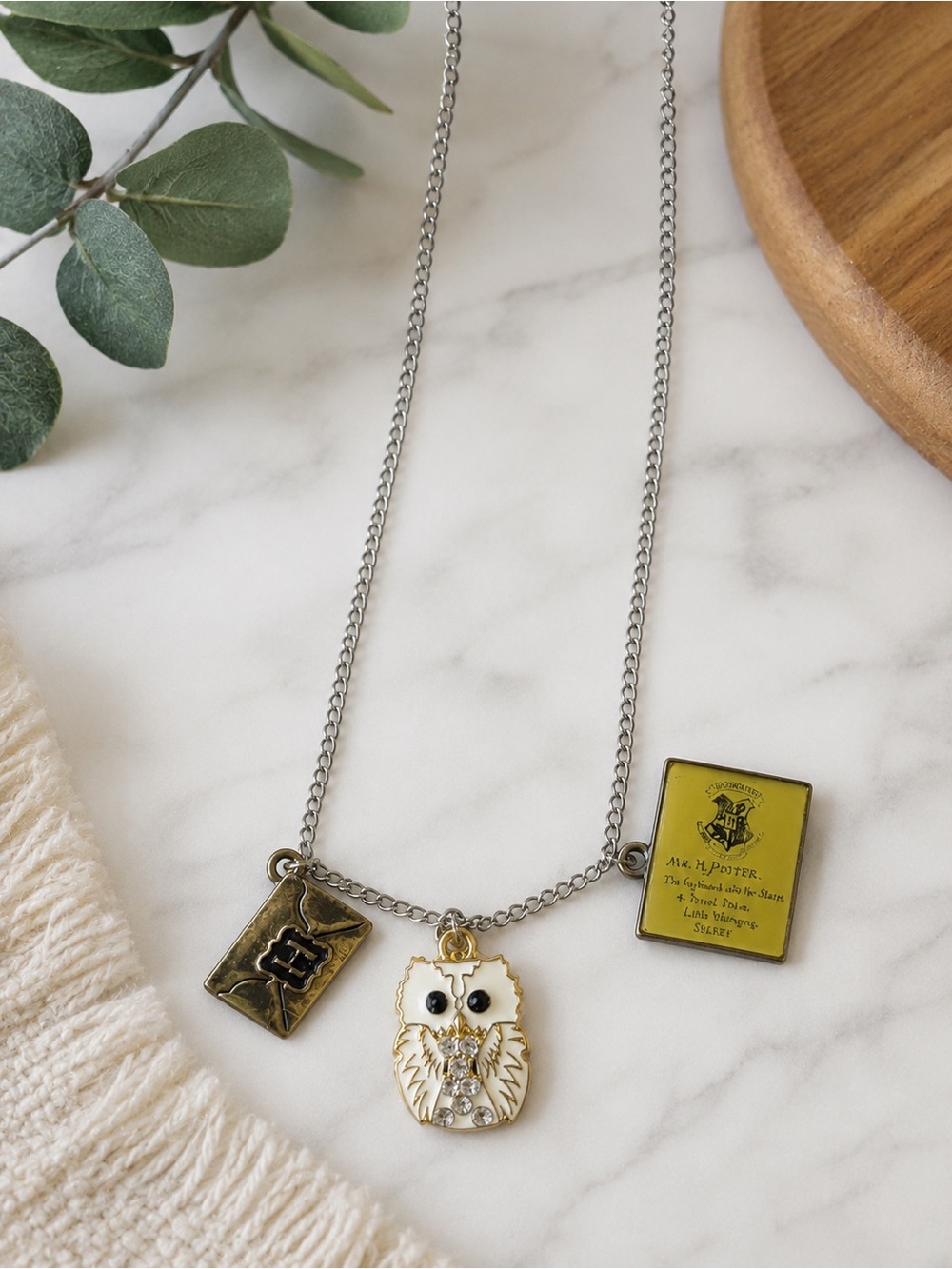 Warner Bros. Gold Owl Charm Necklace - Yellow & Gold Accents